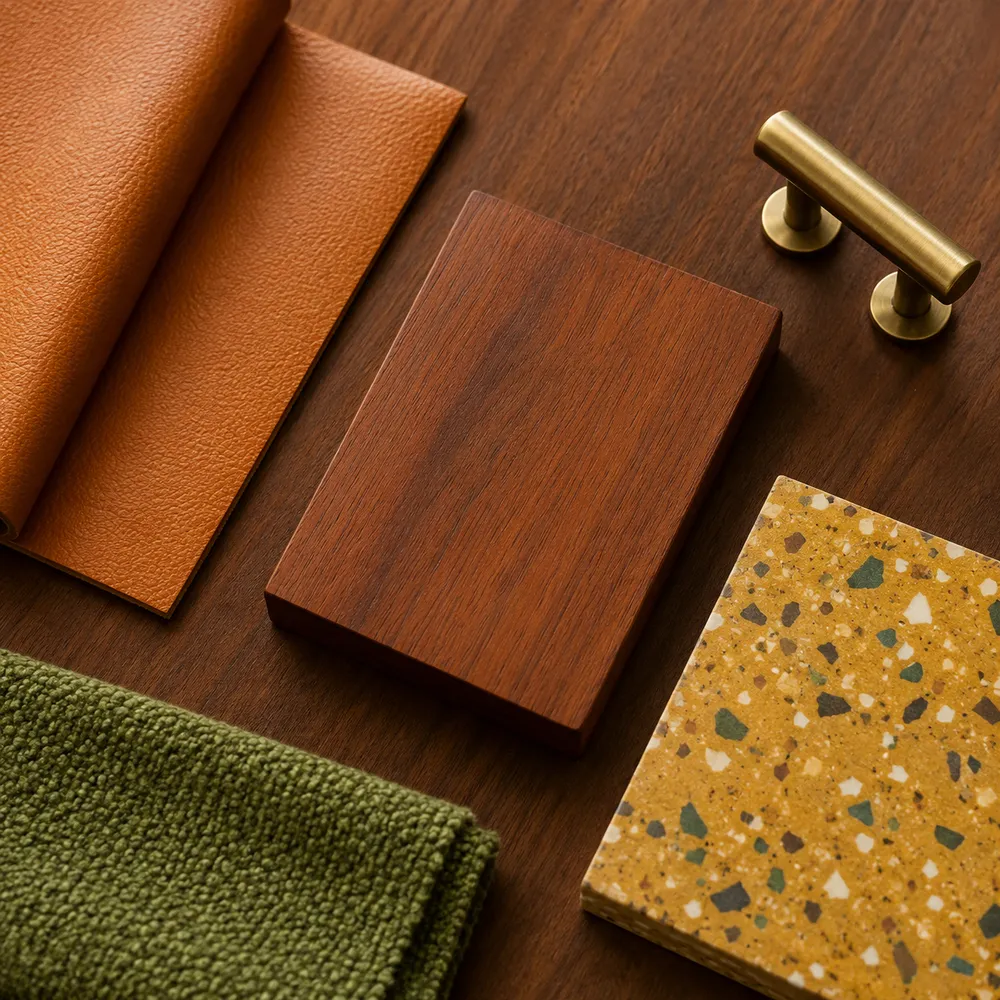 Mid-Century Modern interior — furnishing and material palette