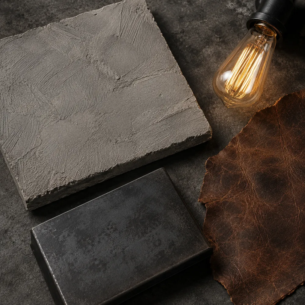 Modern Industrial interior — furnishing and material palette