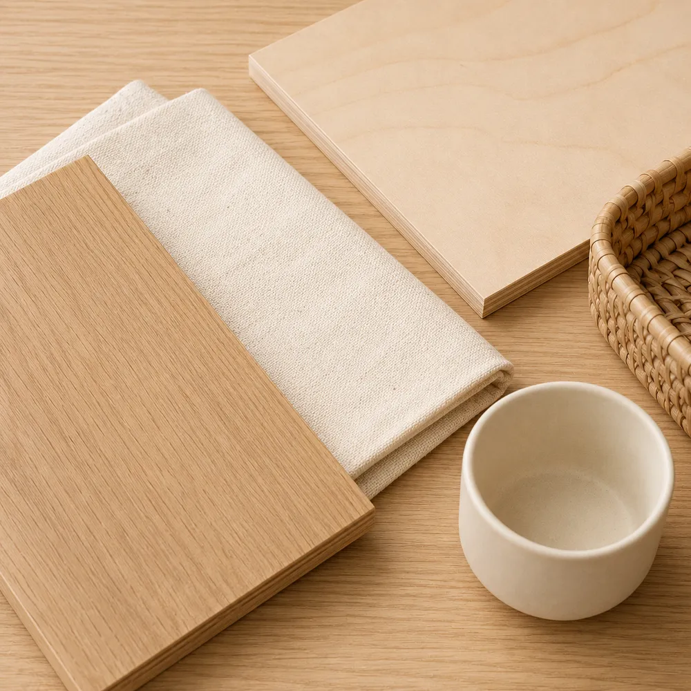 Muji-Style interior — furnishing and material palette