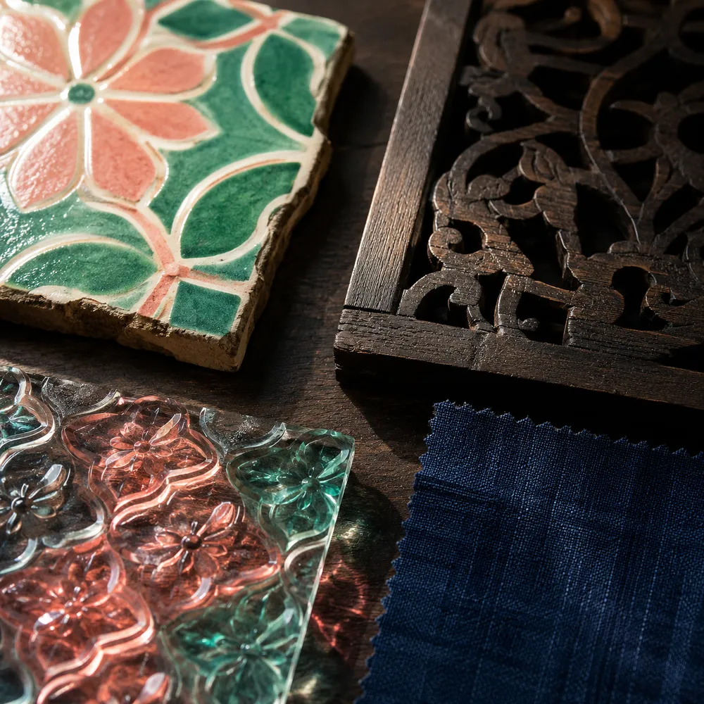 Peranakan / Heritage Modern interior — furnishing and material palette