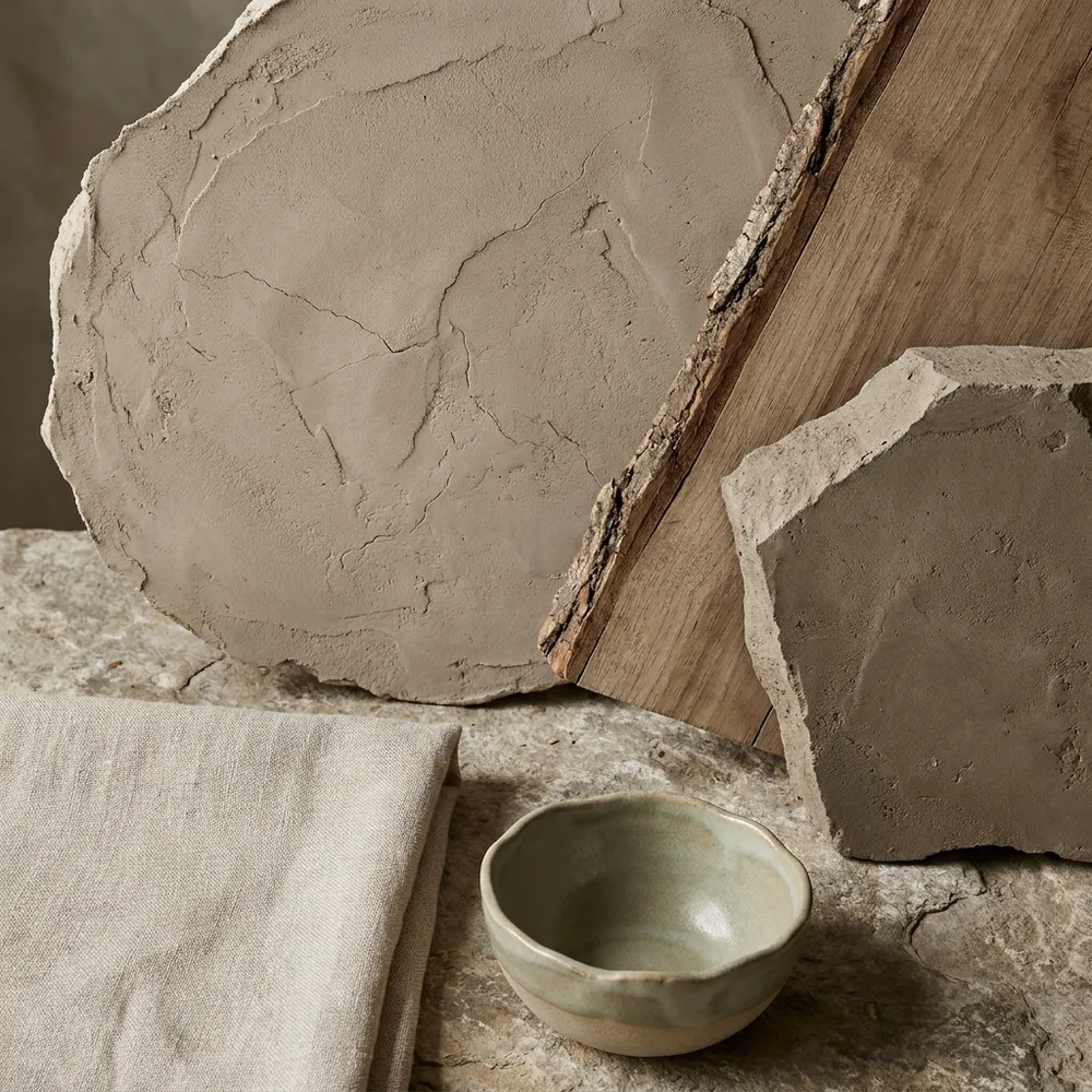 Wabi-Sabi interior — furnishing and material palette