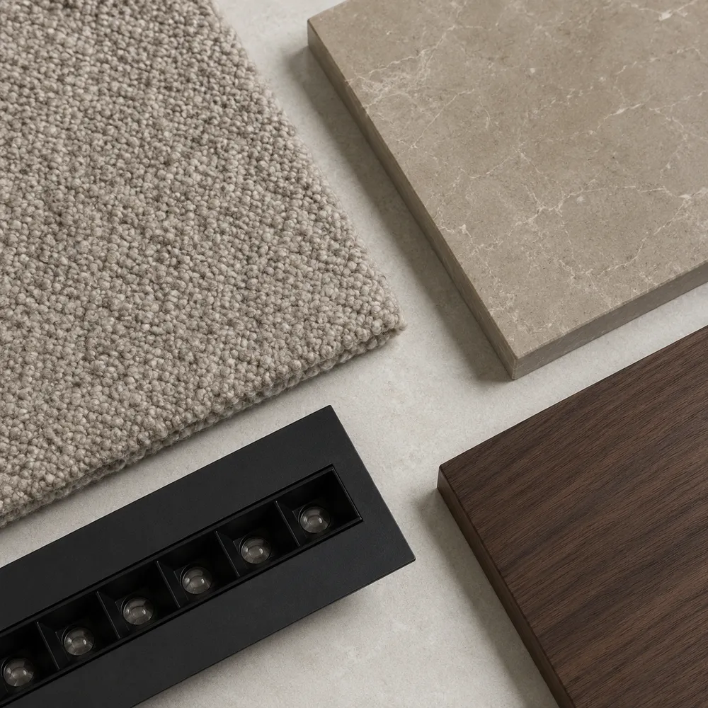 Warm Minimalism interior — furnishing and material palette
